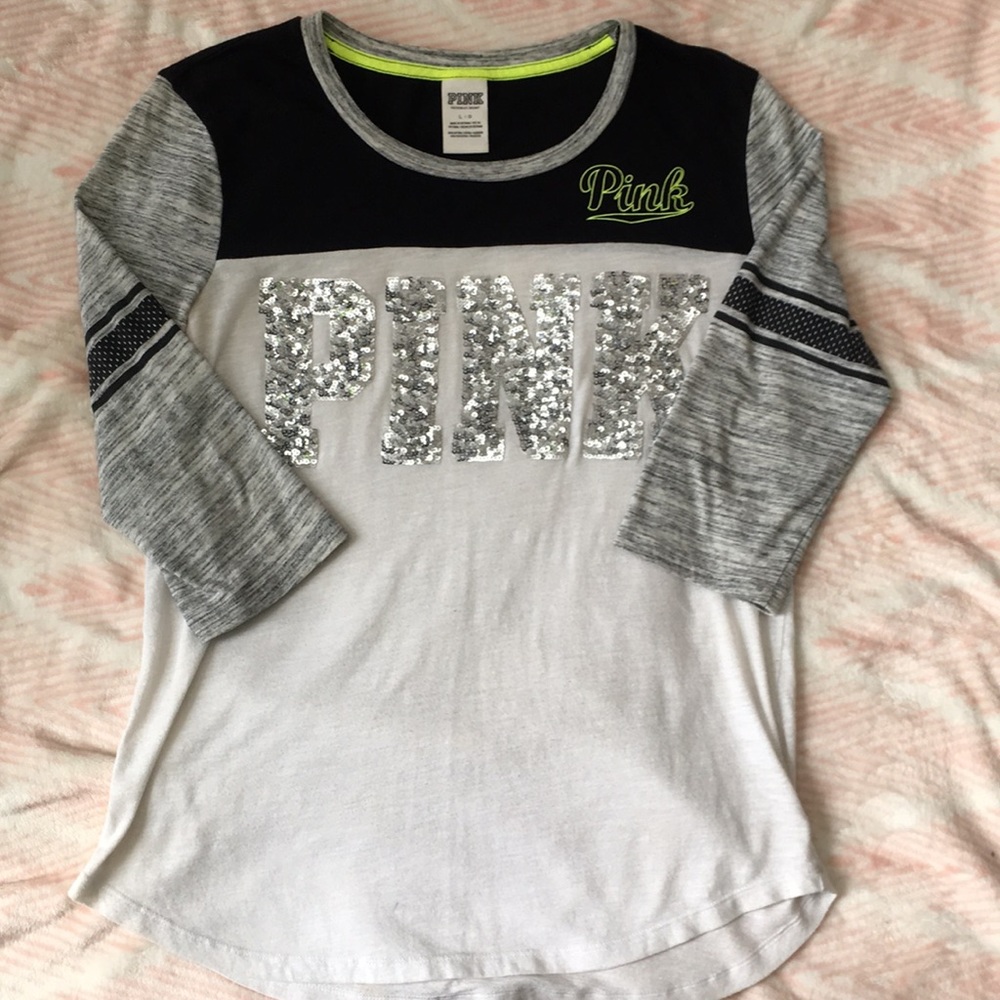 VS PINK quarter sleeve sequin top